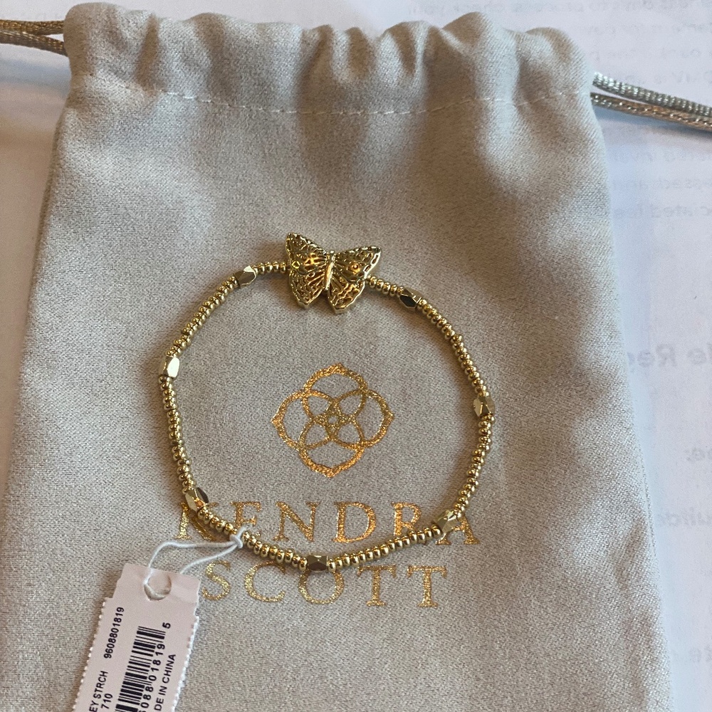 REG $45 KENDRA SCOTT GOLD HADLEY BUTTERFLY STRETCH BRACELET-VERY PRETTY
